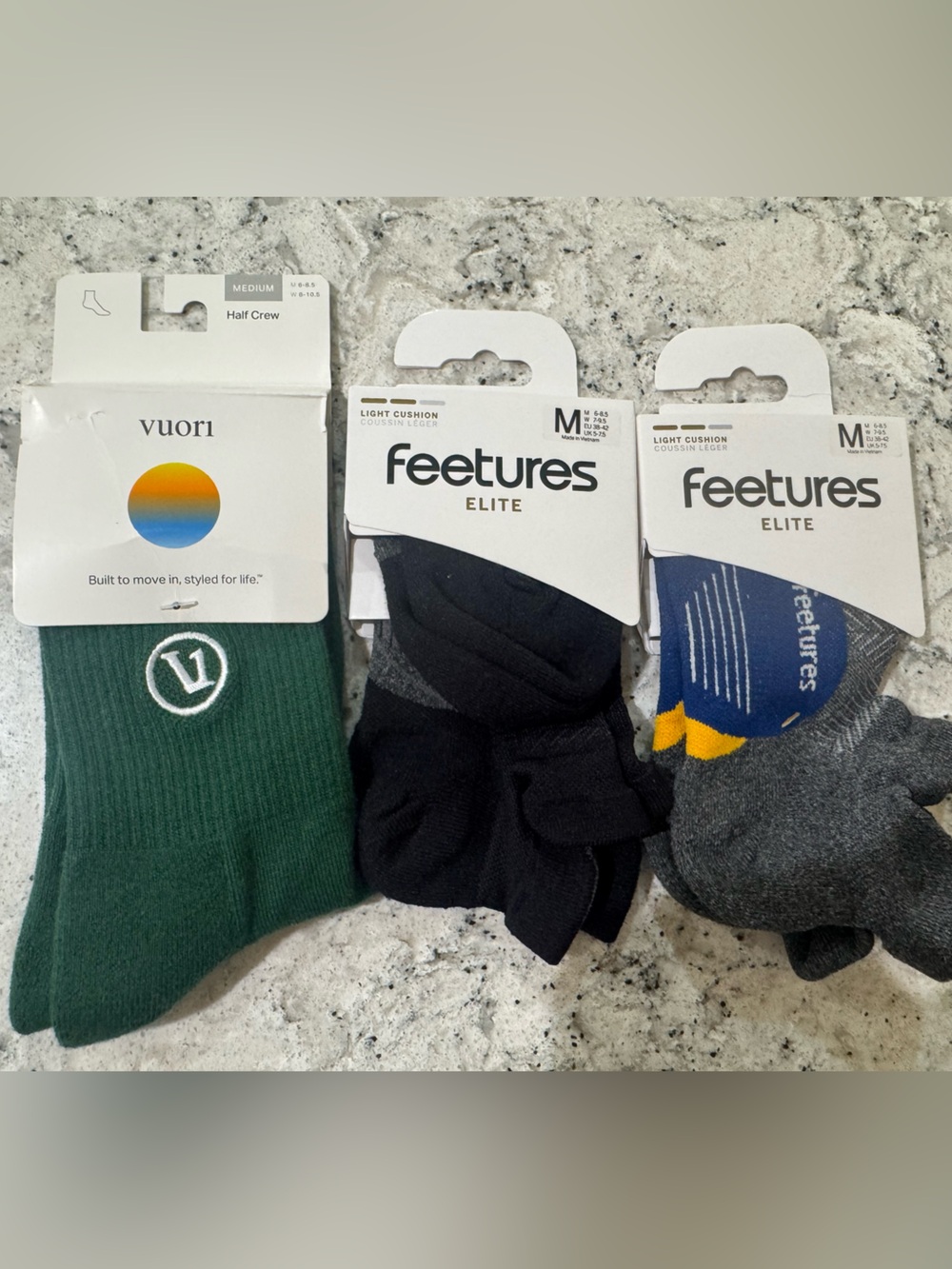 Vuori and Feetures M women’s socks